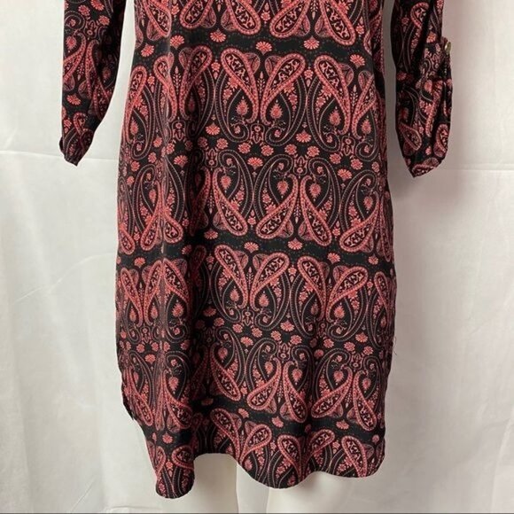 Teenplo Paisley  Black Pink Long Sleeve Mini Dress Size S - Picture 5 of 10